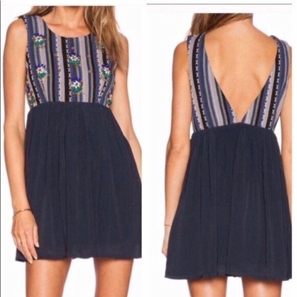 Tularosa Navy Open‎ Back Embellished Mini Dress XS - Picture 1 of 7